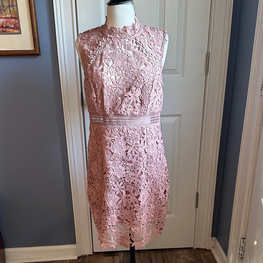 Bardot Blush Lace Midi Dress
